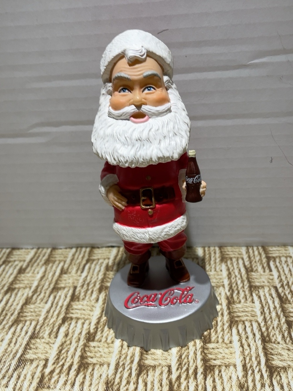 Coca-Cola Santa Claus Figurine Collectible Christmas Decor Bottle Cap Base